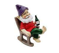 Outdoor Funny Garden Gnomes Decoration Statue Dwarf Figurines Ornament Resin Sculpture Rocking Chair Drinking Gnome Statue For Pation Yard Lawn Indoor Tabletop Home