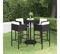 vidaXL Garden Bar Set 3 Piece with Cushions Poly Rattan Brown Table and Chair