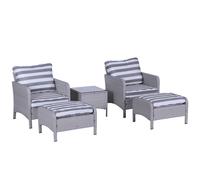 Outdoor Furniture Set 5pc PE Rattan Light Grey with Glass Coffee Table 75cm Cozy