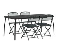 vidaXL Outdoor Furniture Set Folding 9 pcs Anthracite Iron and Steel