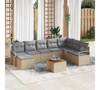 Outdoor Furniture Set Garden Sofa Cushion 8 Pcs Beige Poly Rattan Adjustable