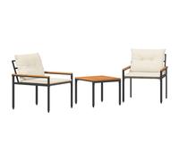 Outdoor Furniture Set with Cushion Poly Rattan Acacia Wood Table Garden vidaXL