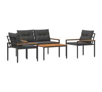 Outdoor Furniture Set with Cushion Poly Rattan Acacia Wood Table Garden vidaXL