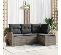 Outdoor Furniture Set Sofa Cushion Storage 4 Pcs Grey Poly Rattan 55 cm
