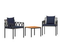 Outdoor Furniture Set with Cushion Poly Rattan Acacia Wood Table Patio vidaXL