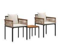 Outdoor Coffee Table Grey Dark Grey PE Rattan 80x40x38cm Durable Cushioned Seat