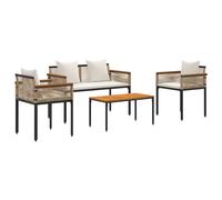 Patio Coffee Table Black PE Rattan 80x40x38 cm Outdoor Durable Powder-Coated Set
