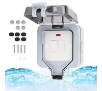 Outdoor Fused Spur Switch IP66 Weatherproof 13A Switched Connection Unit with Power Indicator Heavy Duty Waterproof Fused Outlet for Garden Garage Bathroom ABS Casing Pure Copper Core 113x110x85mm Gre