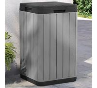 Outdoor garbage bin 80L Grey PP wood-effect 38x38x65cm weatherproof lid garden