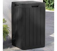 Outdoor garbage bin Anthracite 80L 38x38x65cm PP Imitation Wood Texture With Lid