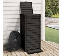 Outdoor garbage bin Black 41x41x86cm PP wood-effect double lid 118L w/removable.