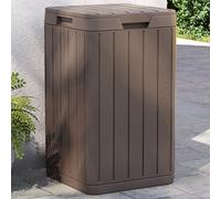 Outdoor garbage bin Brown 80L 38x38x65cm Polypropylene wood-effect lids UVproof