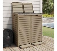 Outdoor Garbage Bin Light Brown 230L Polypropylene 78x41x86cm Double Lid DualBin