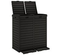 (black) vidaXL Outdoor Garbage Bin Patio Trash Can Trash Bin Garbage Can Polypropylene