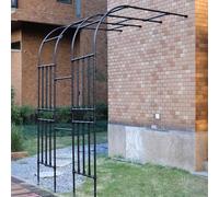 Outdoor Garden Arch HalfHeight Wedding Pergola WeatherResistant Black Steel Structure Durable Climbing Plant Support for Roses and Vines Perfect for Events