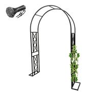 Outdoor Garden Arch Steel Trellis with Base Lar Black Rose Arch for Climbing Plants Ln & Patio Decor Easy to Assemble (L300 x H230cm)