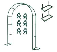 Outdoor Garden Arch Trellis - Metal Pergola for Climbing Plants Easy Assembly Wedding Archway Perfect for Parties & Backyard Decorations 2.4m Wide x 2.2m High (Green)