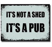 Outdoor Garden Bar Sign for Outside Bar Funny Accessories Pub Gifts or Man Cave Shed at Home - It's Not A Shed it's a Pub Metal Plaque