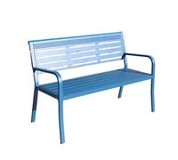Outdoor Garden Bench, 1.25m Rust-Proof Metal Lounge Chair with Backrest & Armrests, Perfect for Patio, Lawn, Balcony & Yard - Stylish Blue Park Seating