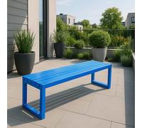 Outdoor Garden Bench 100cm Metal Park Seat No Backrest Durable Weather-Resistant Sofa Furniture for Patio Blue 120cm Perfect for Small Spaces
