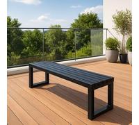 Outdoor Garden Bench 100cm Metal Park Seat without Backrest Weather-Resistant Patio Furniture Small Black Sofa for Terrace Durable Garden Seating