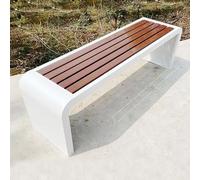Outdoor Garden Bench, 150cm Plastic Wood Slat Design, No Backrest, Heavy Duty 500kg Capacity, Stylish Patio Seating for Garden, Yard, Deck, and Balcony.