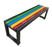 Outdoor Garden Bench Classic Rainbow Color Minimalist Design Wooden/Plastic Top No Backrest table Seating for Home & Patio Size 100x40x45cm Black-Wood h