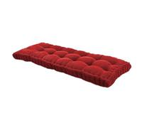 Outdoor Garden Bench Cushion, Thick Tufted Seat Pad for 2/3/4 Seats, Linen & Velvet, Elevated Cushion for Bay Window (110 x 40 cm, Red)