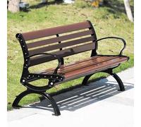 Outdoor Garden Bench, Hardwood Cast Iron Love Seater, Perfect for Backyard, Deck, Lawn, Poolside, Comfortably Seats 3 People