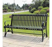 Outdoor Garden Bench, Hardwood Cast Iron Love Seater, Perfect for Backyard, Deck, Lawn, Poolside, Comfortably Seats 3 People