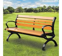 Outdoor Garden Bench, Hardwood Cast Iron Love Seater, Perfect for Backyard, Deck, Lawn, Poolside, Comfortably Seats 3 People
