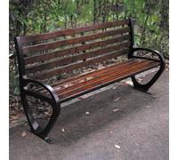 Outdoor Garden Bench, Hardwood Cast Iron Love Seater, Perfect for Backyard, Deck, Lawn, Poolside, Comfortably Seats 3 People