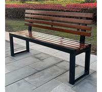 Outdoor Garden Bench Metal Park Bench, 2-3 Person Seat Loveseat Chairs Patio Bench Chair with Backrest,Solid wood slatted seat and galvanized frame,for Yard Porch Lawn Balcony Backyard Seat Furnitu