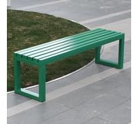 Outdoor Garden Bench - Slatted Metal Frame Loveseat for 2-3 Persons, Backless Patio Seating, Perfect for Porch, Lawn, Park, School, Hospital & Plaza Decor