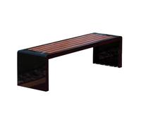 Outdoor Garden Bench - XL Steel e Park Bench with Plastic Wood, No Backrest for Public Seating, Ideal for Par, Malls, and Outdoor Spaces