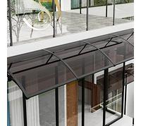 Outdoor Garden Canopy Front Door Canopy,Uv Rain Snow Protection Door Awning Metal Window Awning,3mm Thick Polycarbonate Board Shatterproof,Brown Patio Awning/Black Bracket (80x200cm/31.5"x79")