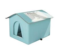 Outdoor Garden Cat Shelter Stray Cats Protective Nest from Rain and Cold Dog Puppy Accessories (Light Blue, A)