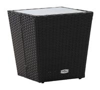 Outdoor Garden Coffee Tea Table Patio Tempered Glass Tabletop Poly Rattan