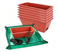 Outdoor Garden Container - Window Box 16.5 Inch Flower Pots Rectangular Garden Buckets Backyard Herb Planter Set Patio Backyard Vegetable Growing Container Balcony Strawberry