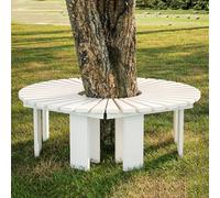 Outdoor Garden Curved Benches Round Wooden Porch Park Bench Courtyard Patio Half Round Tree Bench,All Weather Solid Wood Lounge Slat Seating Fan-Shaped Benchs