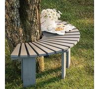 Outdoor Garden Curved Benches Round Wooden Porch Park Bench Courtyard Patio Half Round Tree Bench,All Weather Solid Wood Lounge Slat Seating Fan-Shaped Benchs