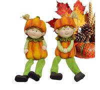 Outdoor Garden Decor,2-Piece Pumpkin Girls Garden Sculptures Fall Decor | Decorative Ceramic Sculpture for Autumn Harvest Walkway Lawn Yard Balcony Courtyard Porch