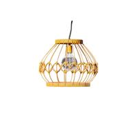 Outdoor Garden Woven Hanging Solar Lantern Light with Bulb and Remote Control - Brown