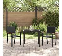 Outdoor Garden Dining Set, Black Poly Rattan, 80x80x73 cm, 3 Pieces, Durable