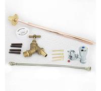 Outdoor Garden DIY Tap Kit Self Cut Brass Extra long 450mm Wall Plate Flange