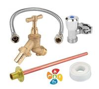 Outdoor Garden DIY TAP KIT SELF Cutting BIBTAP Easy FIT Through The Wall Flange PTFE & Flexible Hose GTK