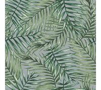 Outdoor Garden Fabric - Green Leaf on Grey - PU Coated Polyester Water Resistant