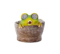 Outdoor Garden Frog Statue Yard Frog Figurine Decoration Funny Decorations with Solar Light for Yard Patio Tree Stump Design Glow-in-The-Dark Ornament Patio and Décor Micro-Landscape Craft