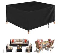 Outdoor Garden Furniture Covers Waterproof, Anti-UV, Windproof, Heavy Duty RipProof 420D Oxford Fabric Large Patio Set Cover, Square/Rectangular Black 286x222x82cm
