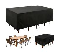 Outdoor Garden Furniture Covers Waterproof Heavy Duty 420D Oxford Fabric Patio Table and Chair Set Cover Windproof Rectangular-Black||127x127x67cm(LxWxH)